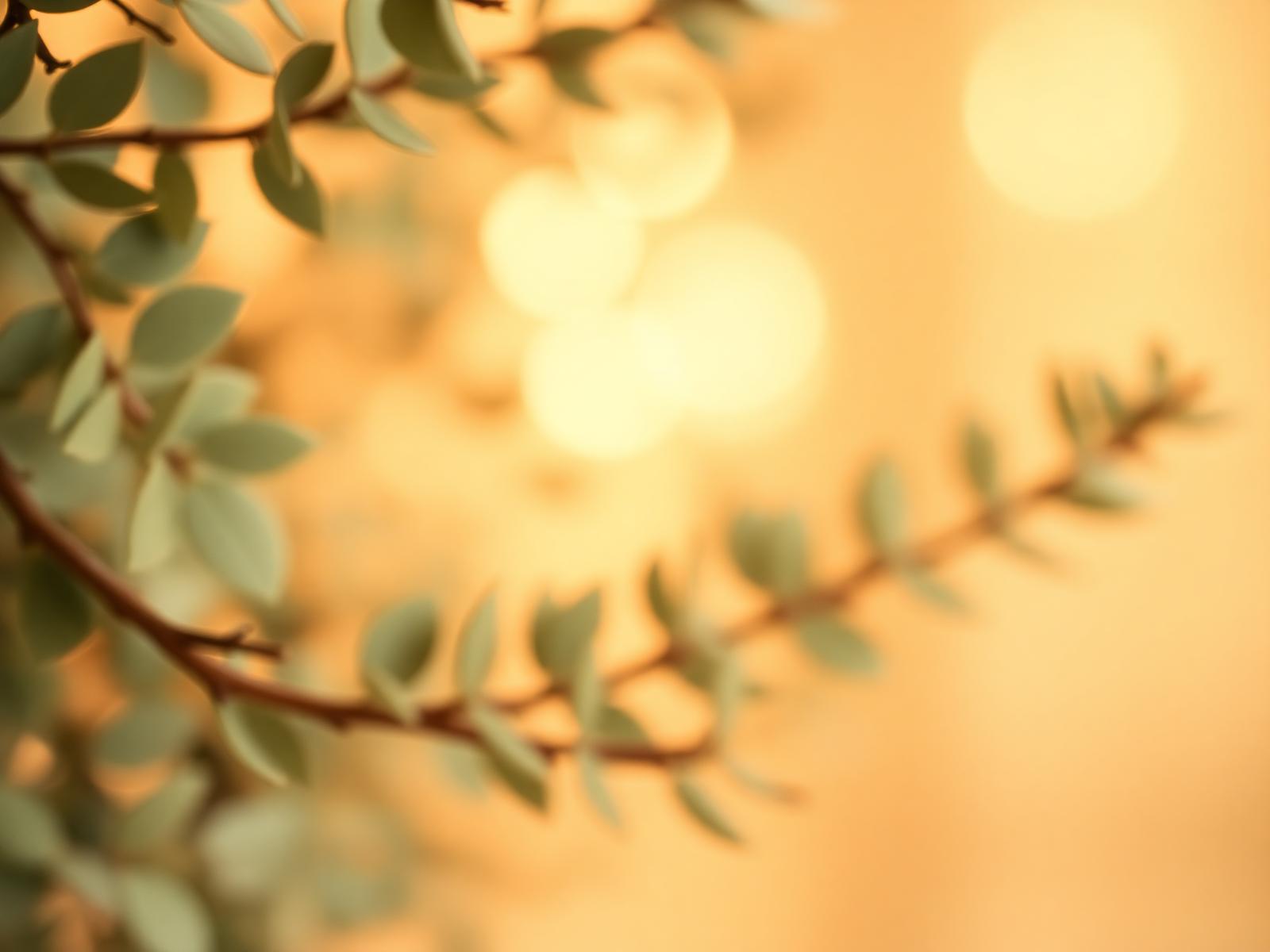 Soft eucalyptus branches in warm morning light